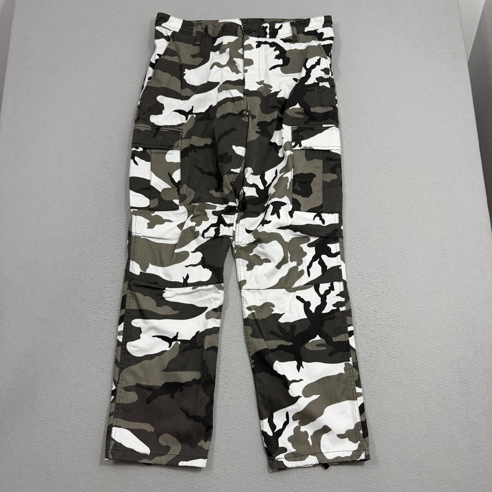 Vintage Army Cargo Pants Large White Camo BDU Style Tactical Utility Trousers